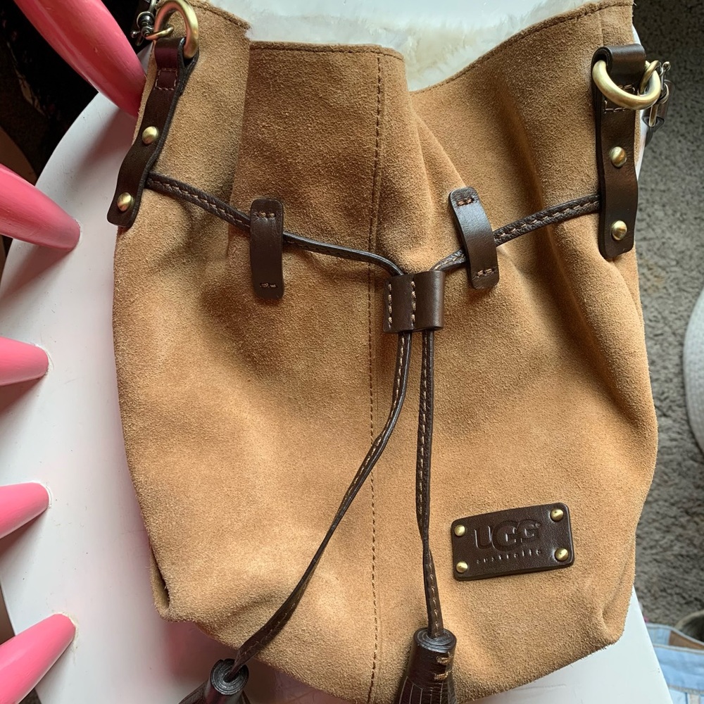 Ugg Australia 100% brown leather drawstring purse